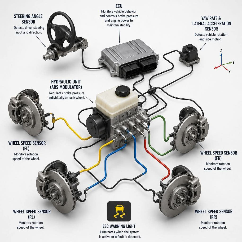 Electronic stability control brake system diagram